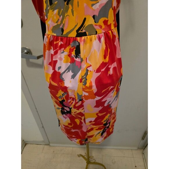 Poet Spaghetti Straps Floral Print Dress Size M Colorful V-Neck - Picture 10 of 16